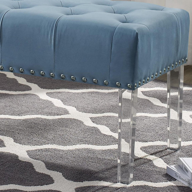 Mercer41 Tufted Velvet Upholstered Bench with Acrylic Leg | Wayfair